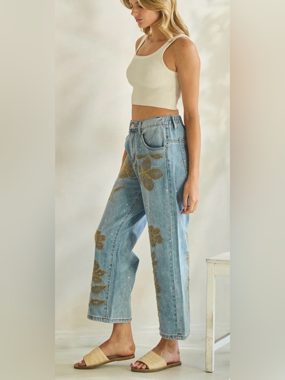 New oli & Hali embroidered jeans brand new style! S M L XL - Picture 3 of 5